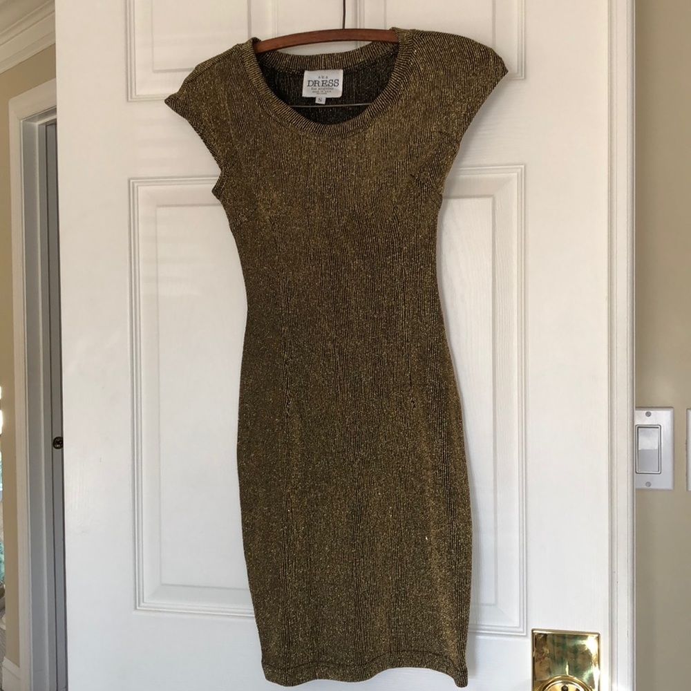 Aka Dress Los Angeles Size S Gold Glitter Stretch